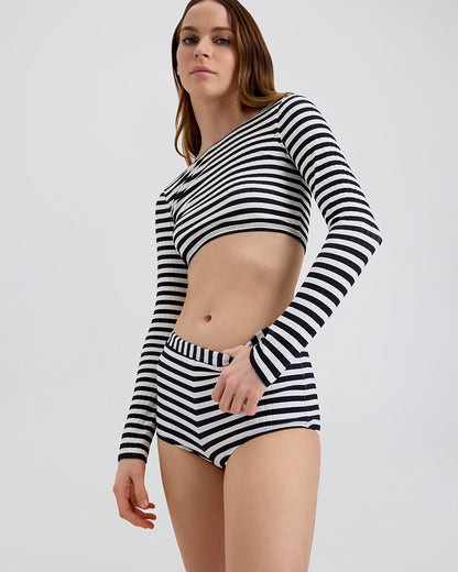 Ribbed Baby Bike Short Noir Optic White Stripe